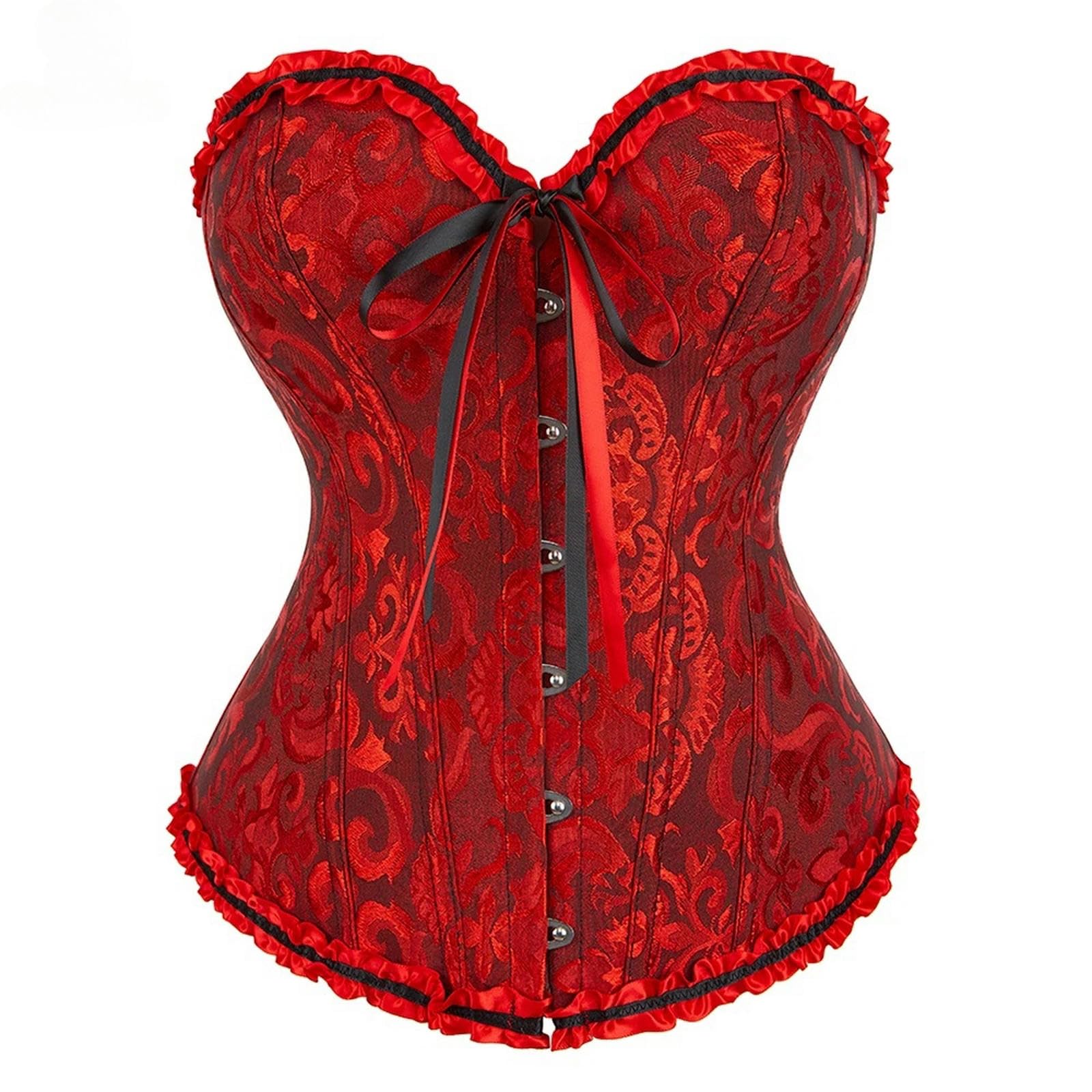 HAAR Top Bustier Aderente Punk Korset Donne Lingerie Danza Indossando Costumi Floreali Pizzo Ossato Corsetti E Bustieri