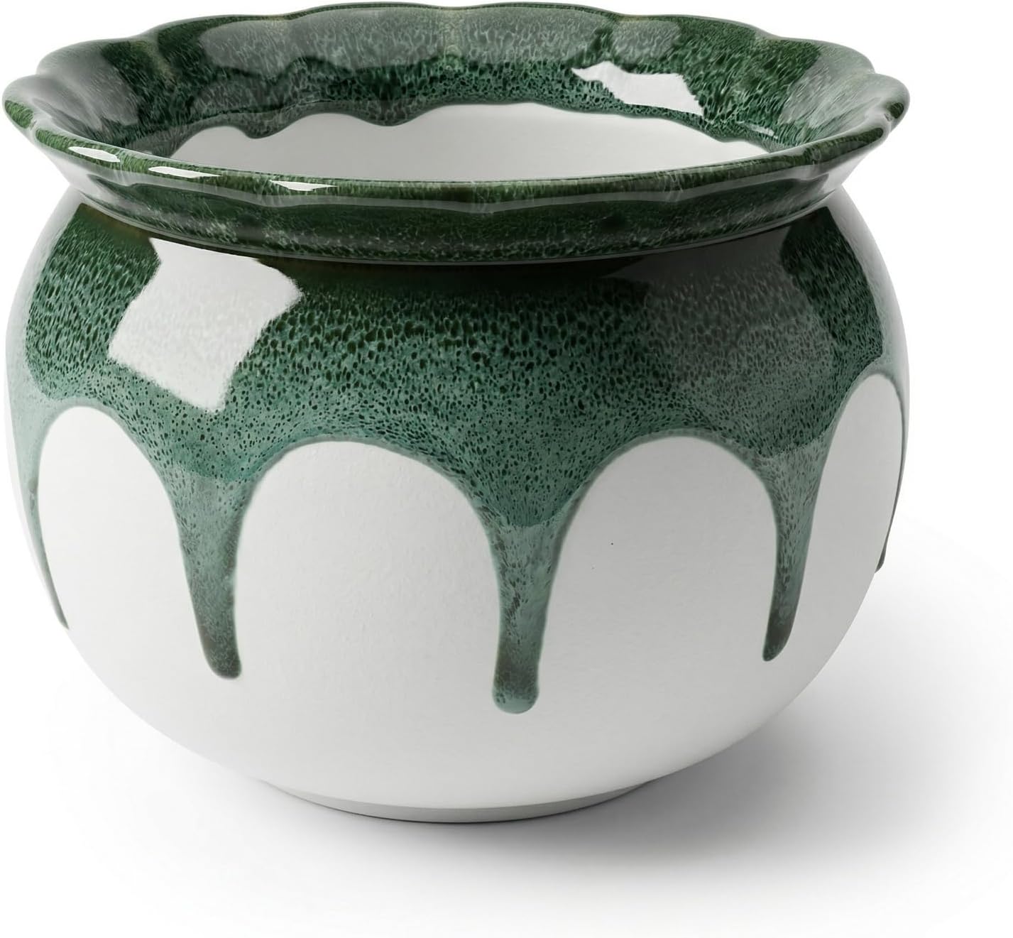 African Violet Pots, 6 Inch Self Watering Pots for Indoor Plants, Easy Plant Self Watering Planter, Ceramic Plant Pot with Absorbent Inner Pot for Flowers - Gradient Green (No Plants)