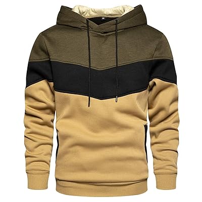 Gesean Men's Novelty Color Block Pullover Fleece Hoodie Long Sleeve Casual Sweatshirt with Pocket