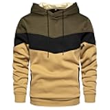 Men's Novelty Color Block Pullover Fleece Hoodie Long Sleeve Casual Sweatshirt with Pocket