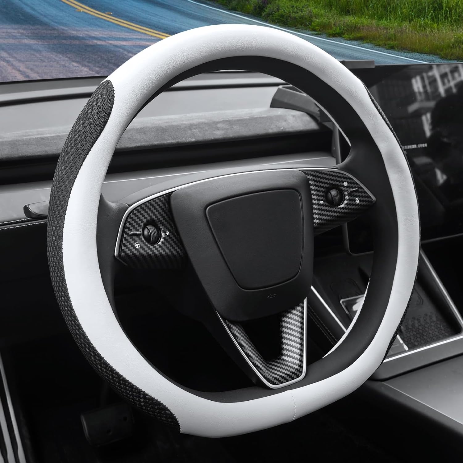 Steering Wheel Cover for Tesla Model Y Model 3 – One Piece Design, Steering Wheel Protector (Black)