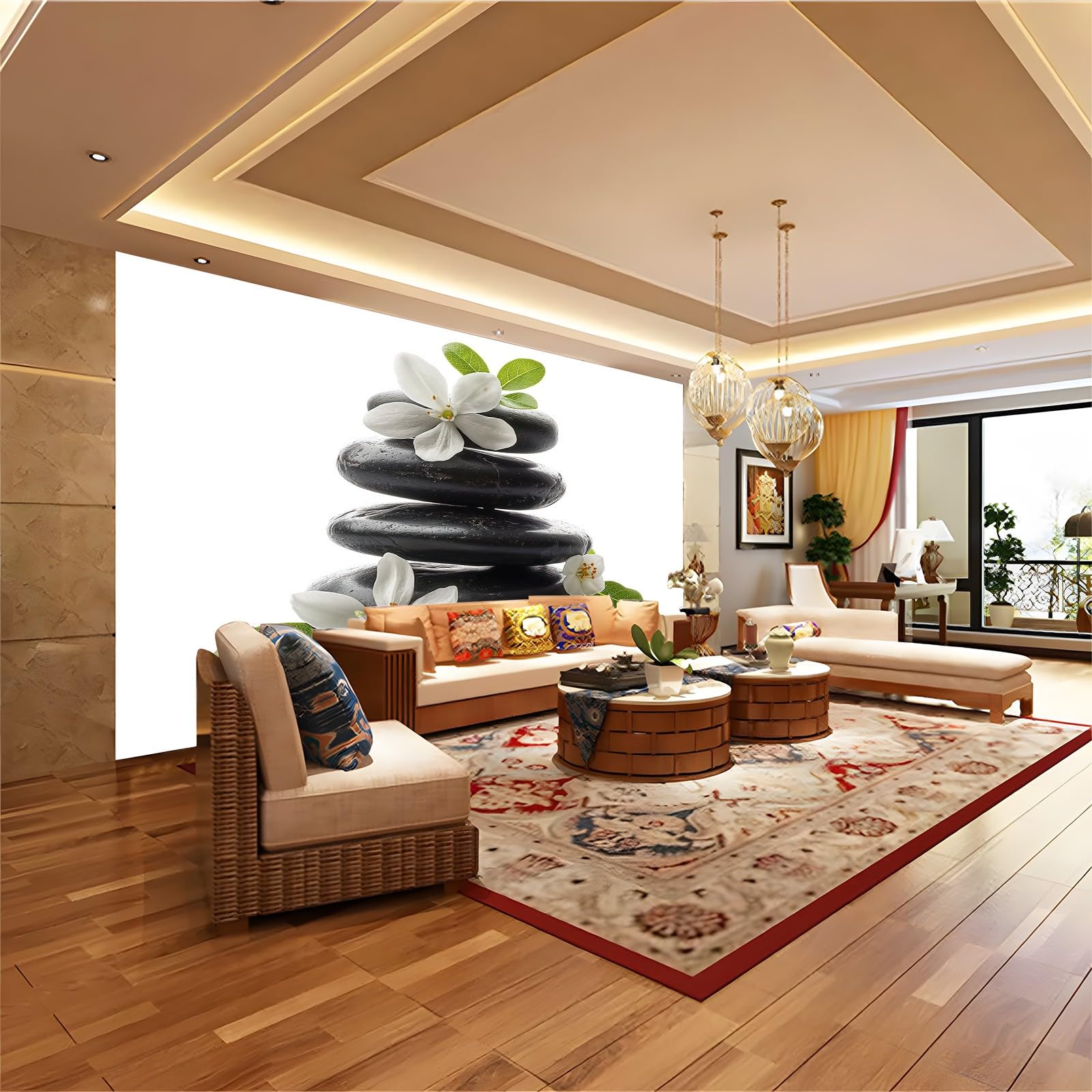 Tapeta z flizeliny, 350 x 256 cm, dekoracja ścienna z nadrukiem kamienia naturalnego fototapeta do salonu biała czarna tapeta nowoczesny design