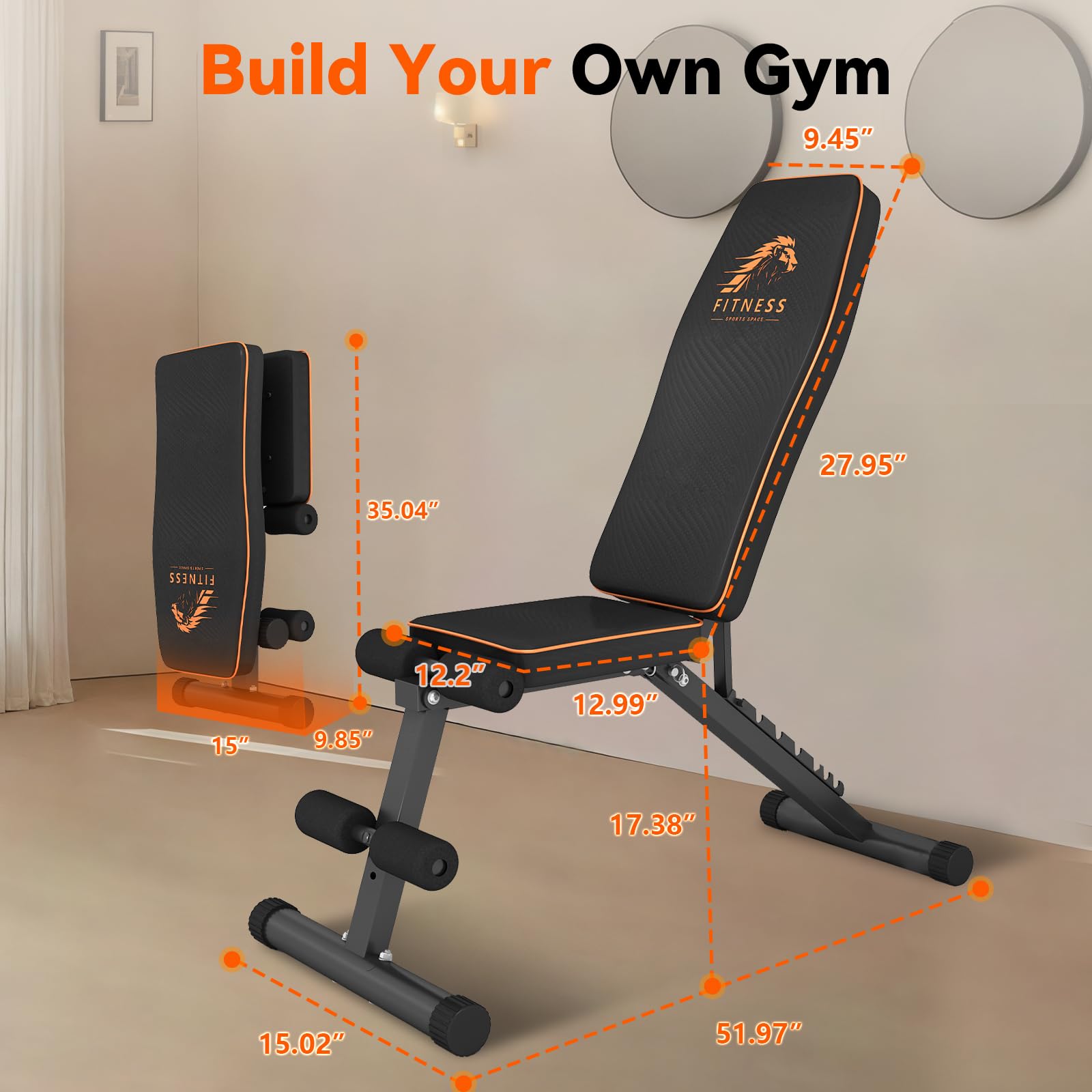 Banco musculación plegable Banco de pesas ajustable con 8 posiciones respaldo ajustable Banco de gimnasio capacidad de peso 300KG