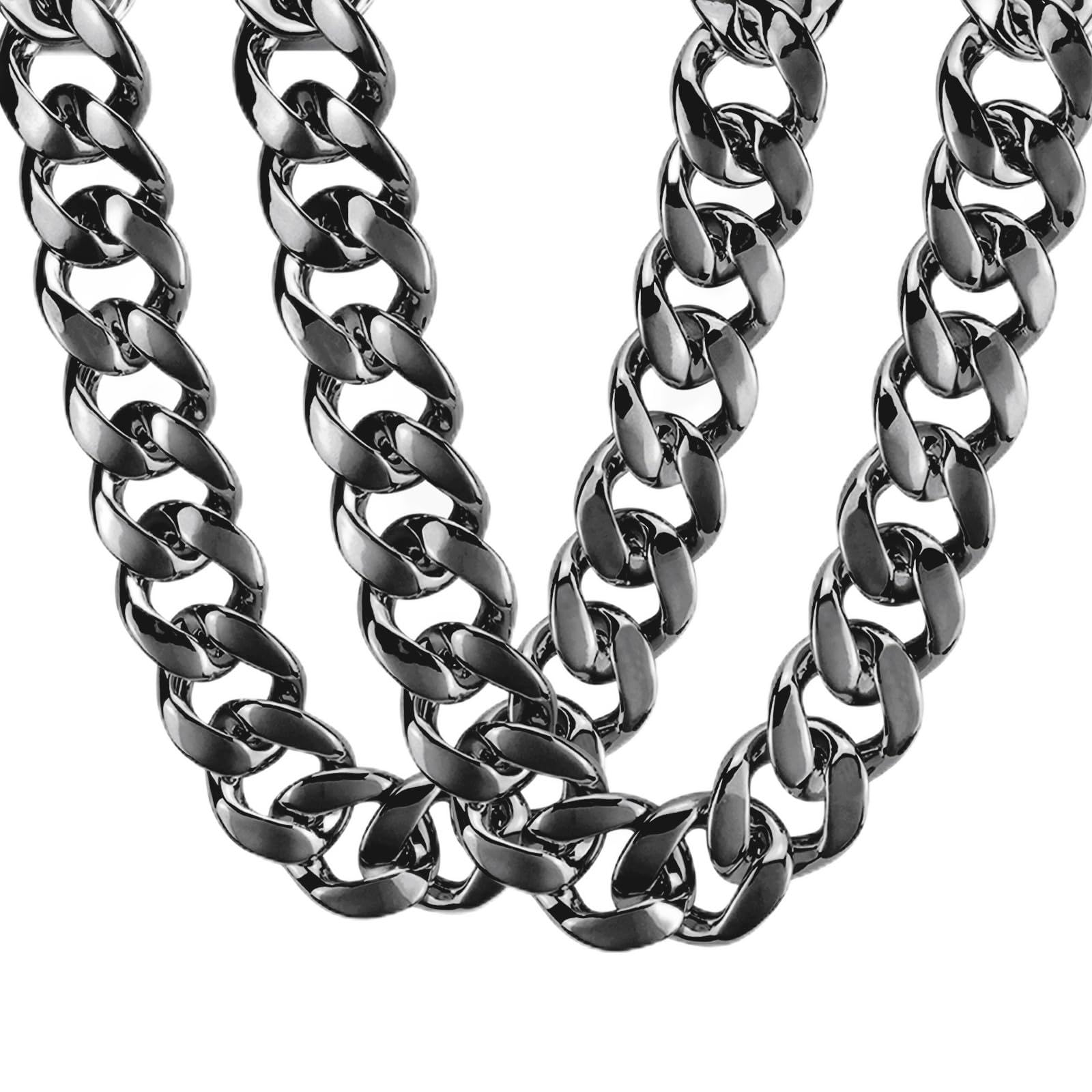 Confezione da 2 collane grandi e spesse, in plastica, stile hip hop, da uomo, in oro e argento, stile anni '90, accessorio per costume