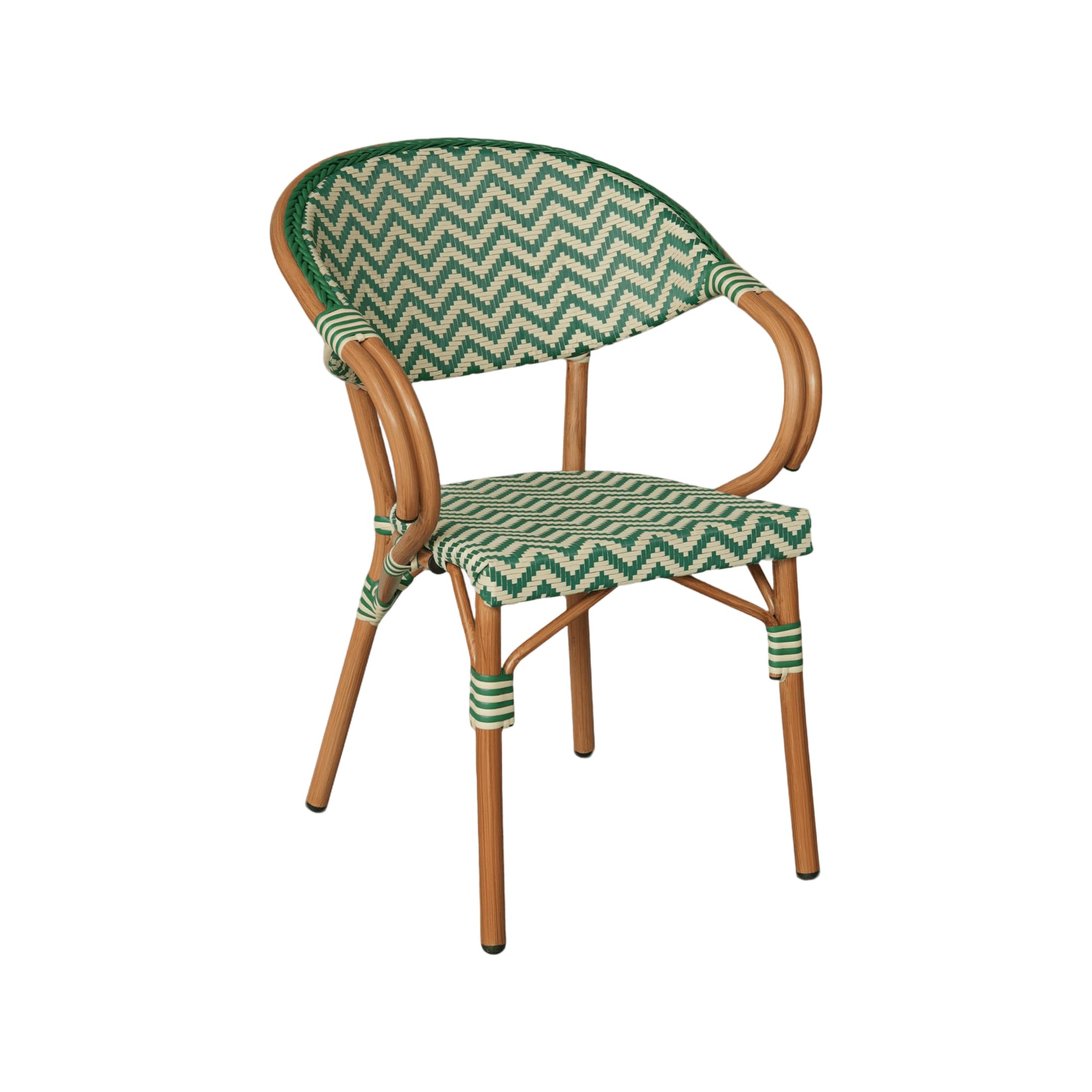 Rebecca Mobili Set de 2 Sillas de Jardín, Sillones de Exterior Apilables, Verde y Blanco, Estructura de Aluminio, Resistentes – Medidas AxANxFON: 84 x 57 x 57 cm – Art. RE7259