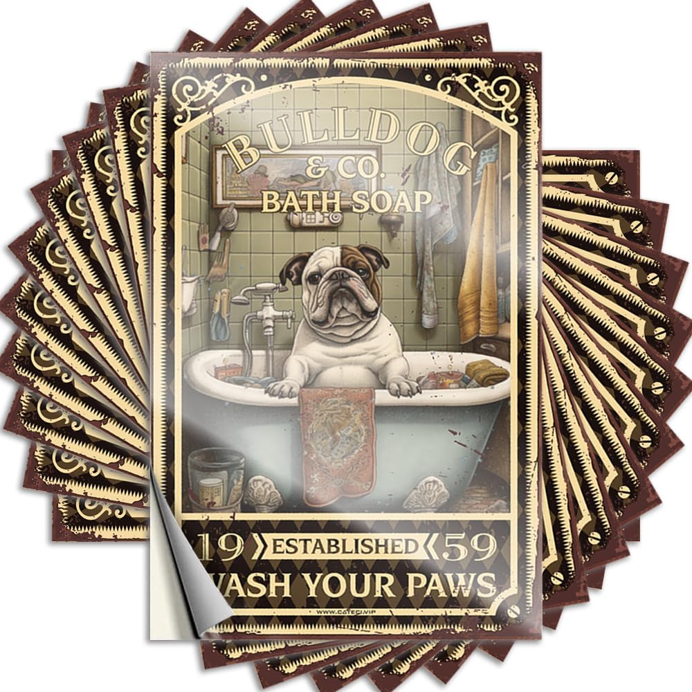 Bulldog Bath Soap Wash Your Paws Patio Decor Fishing DIY | Fun Tattoo Wall Removable Vinyl Sticker Decal(6X9CM)