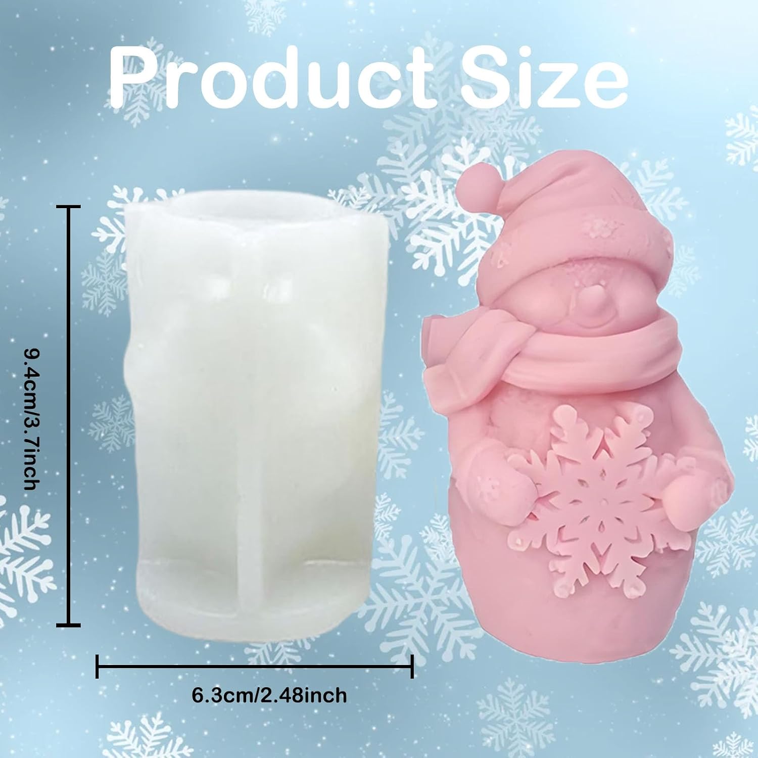 Christmas Snowman Flower Silicone Mold for Christmas Party Holiday Soap Candle Resin Bath Bomb DIY Handcraft Home Decor