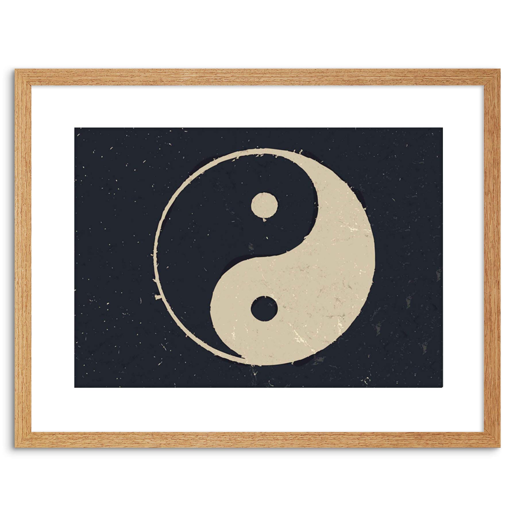 Wee Blue Coo PAINTING DRAWING TAOIST PHILOSOPHY YIN YANG BLACK WHITE FRAMED PRINT F97X4590