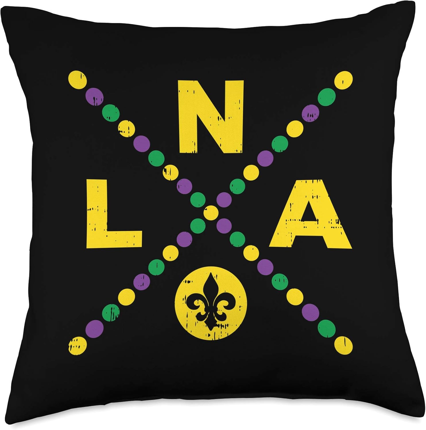NOLA New Orleans Louisiana Jester Funny Mardi Gras Carnival Throw Pillow
