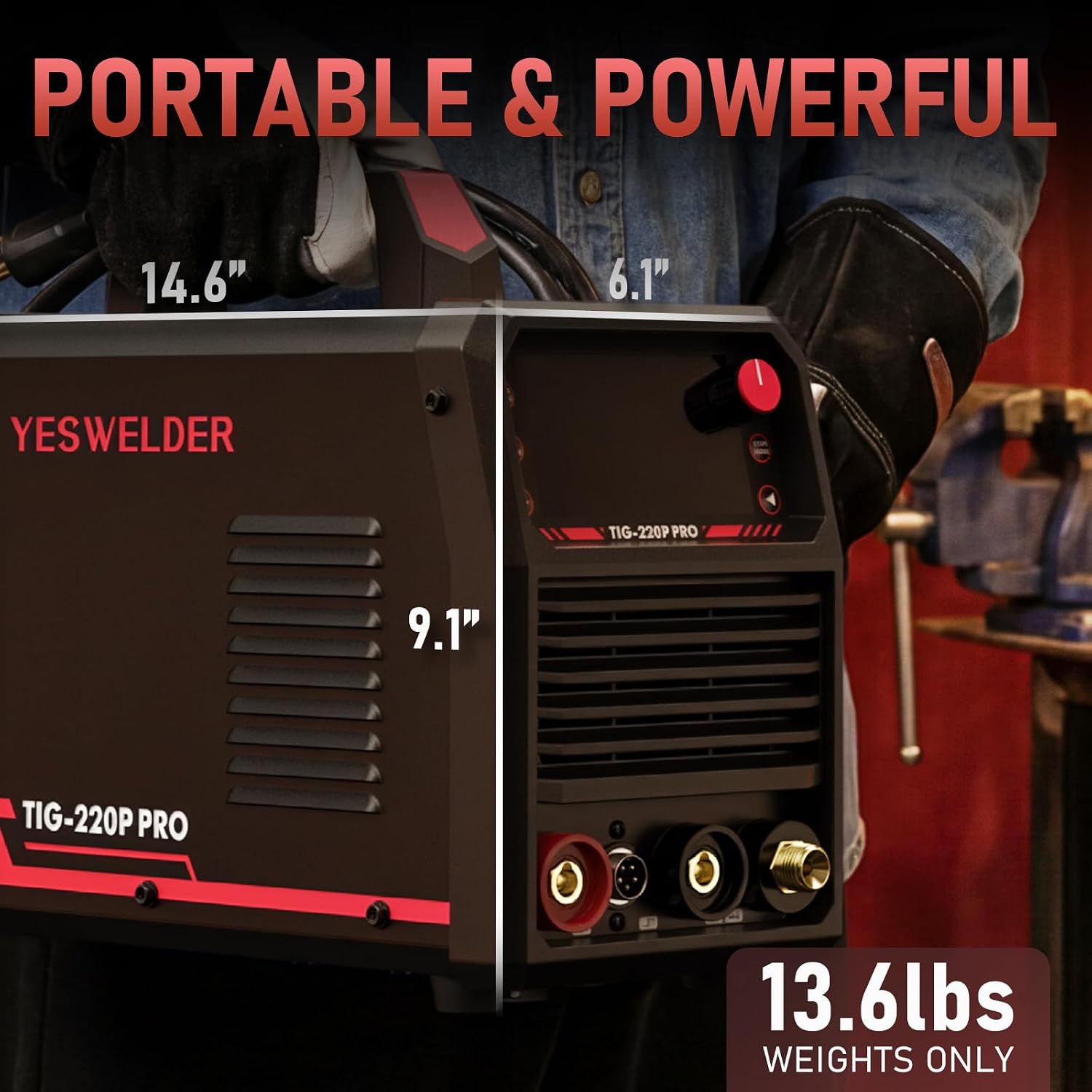 YESWELDER 220A TIG Welder 5 In 1 with Pulse, 110V/220V Dual Voltage STICK/DC TIG/PULSE TIG/COLD SPOT TIG/WELD CLEAN MODE with HF Start, Auto Post-Gas, Foot Pedal Interface