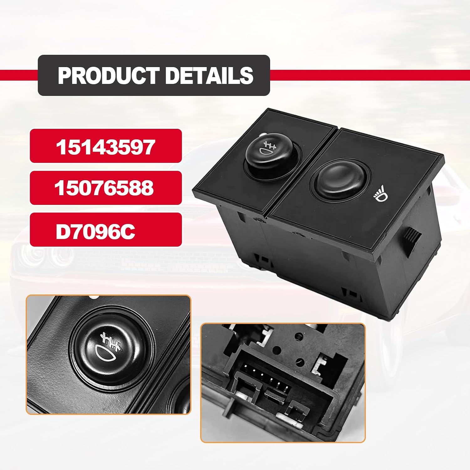 stymart Fog Light Switch Compatible with for 03-07 Chevy Silverado 1500 2500 3500, Avalanche Suburban 1500 2500, Tahoe, GMC Sierra 1500 2500, Yukon XL 1500 & More | Replaces#15143597,15076588, D7096C