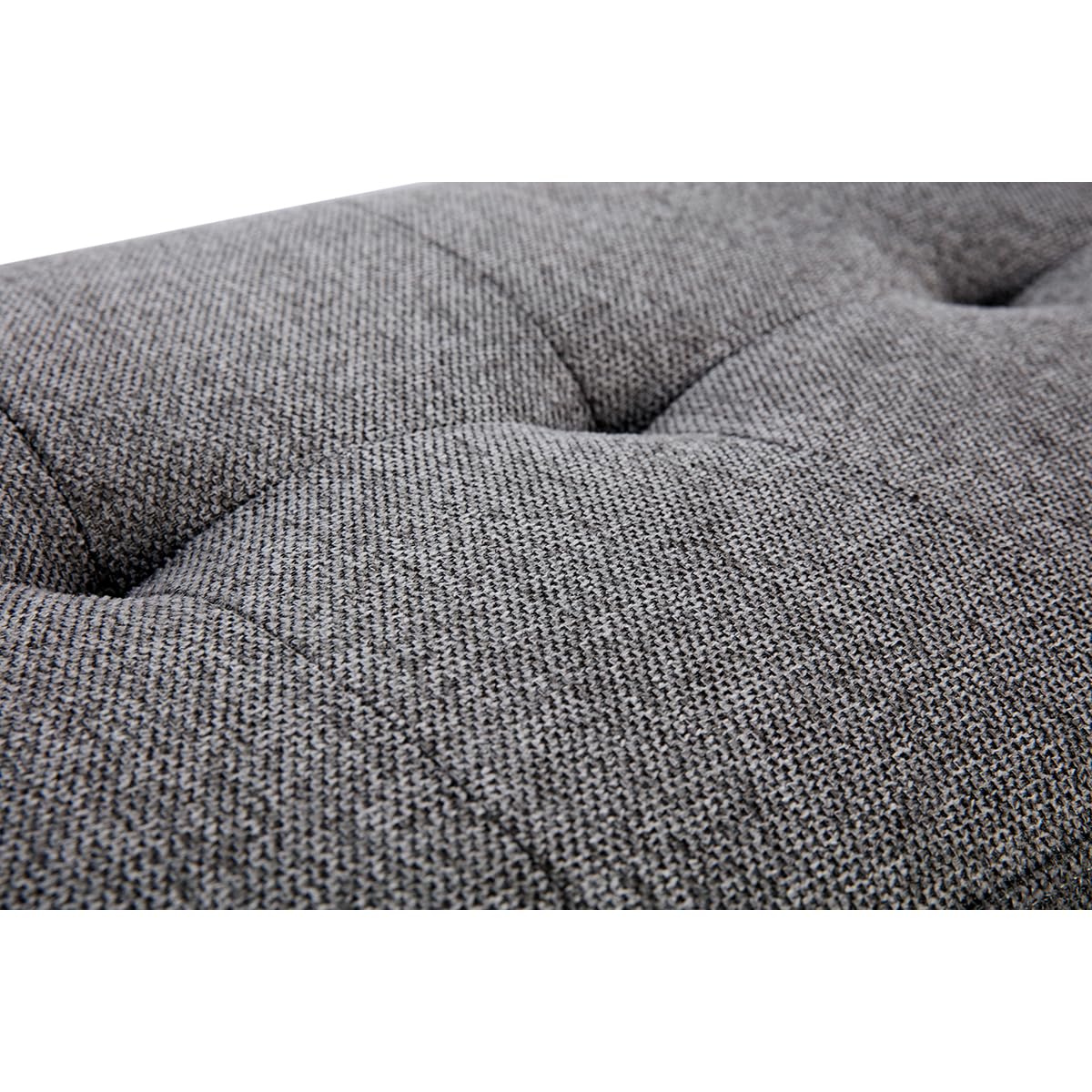 Miliboo Banc scandinave capitonné en Tissu Effet Velours texturé Gris foncé et Bois Clair L96 cm GUESTA