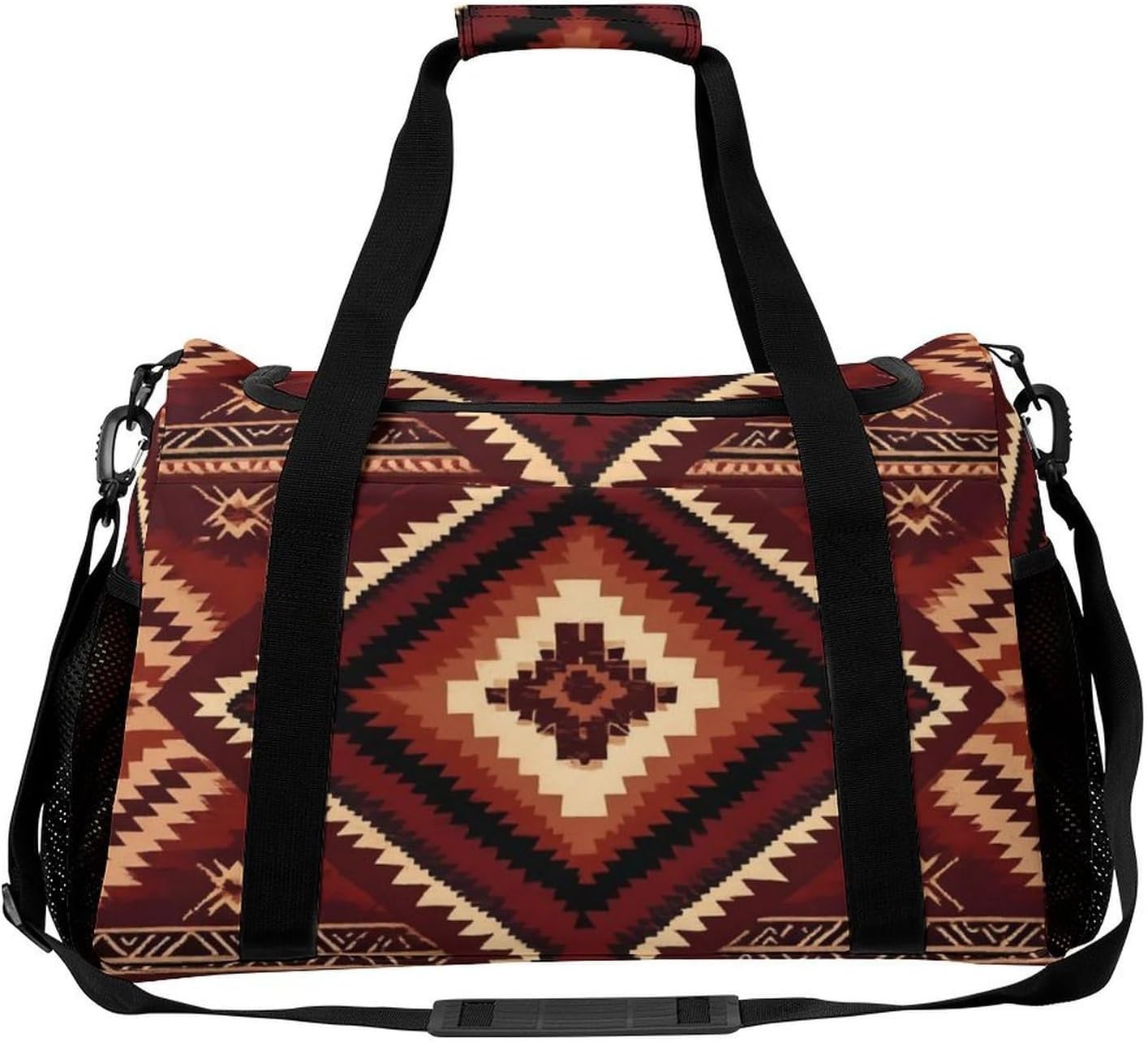 Foldable Travel Duffel Bags for Men Women Lightweight Carry On Bag Aztec Red Weekender Yoga Gym Bag