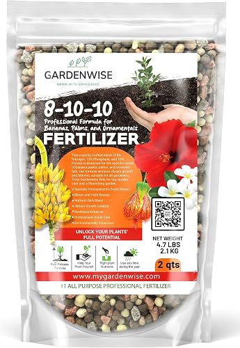 GARDENWISE Elite 8-10-10 Professional Fertilizer for Banana, Flowering, and Fruit Trees, Ornamentals - Boosts Flowering & Fruiting - for Indoor & Outdoor Plants (2 QUARTS)