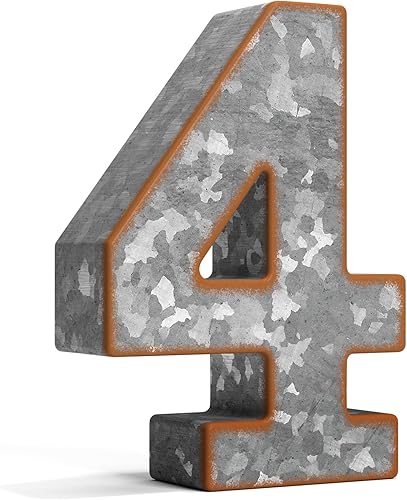 Miniatura 40 de CraftyCrocodile Letras de metal galvanizado de 7 pulgadas para decoración de pared, letra R 3D para colgar y estar de pie, letras rústicas