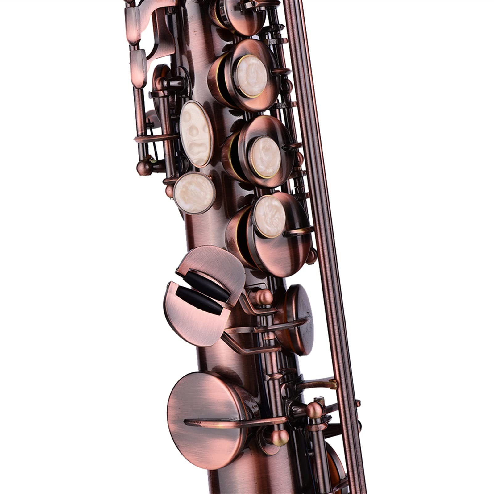 Sax Principianti Kit Professionale Bronzo Dritto Sassofono in SIB Sassofono Sax Strumento a fiato Modello Intagliato con Custodia Guanti Cinturini in Tessuto Pennello Strumento a fiato