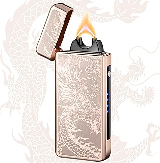 - Dragon Electric Arc Lighter USB C Rechargeable Plasma Lighter for Camping, Fire Starters, Candles & Outdoor Gear | Windproof Igniter with Battery Indicator (Dragon Gold)