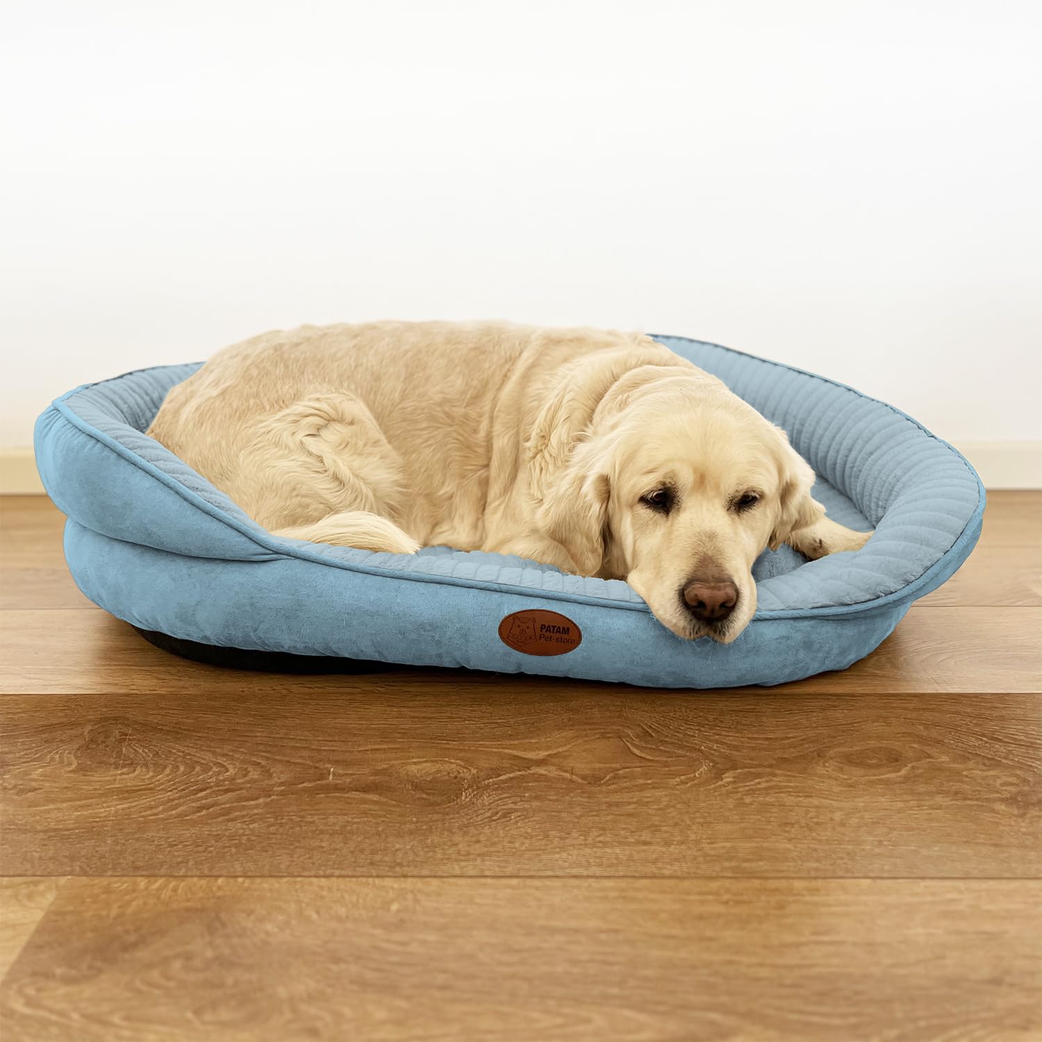 Cuccia Cane e Gatto Interno, Lettino Morbido Sfoderabile, Antiscivolo, Shiro Azzurro, Extra-Large 90x70x25 cm