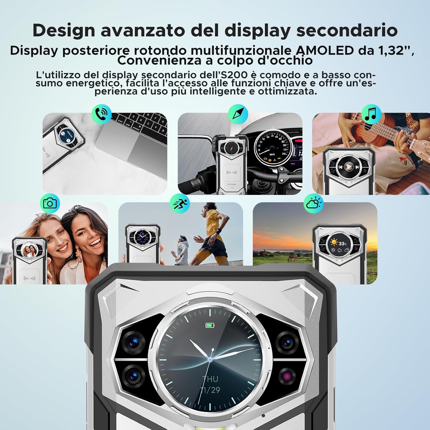 DOOGEE S200 Rugged Smartphone 5G, 32GB+256GB, 10100mAh Telefono Indistruttibile, 6.72”FHD 120 Hz Cellulare Indistruttibile Android 14, 100 MP,1.32" Rear Schermo,Fingerprint/Face ID/NFC/WiFi6/IP68/GPS