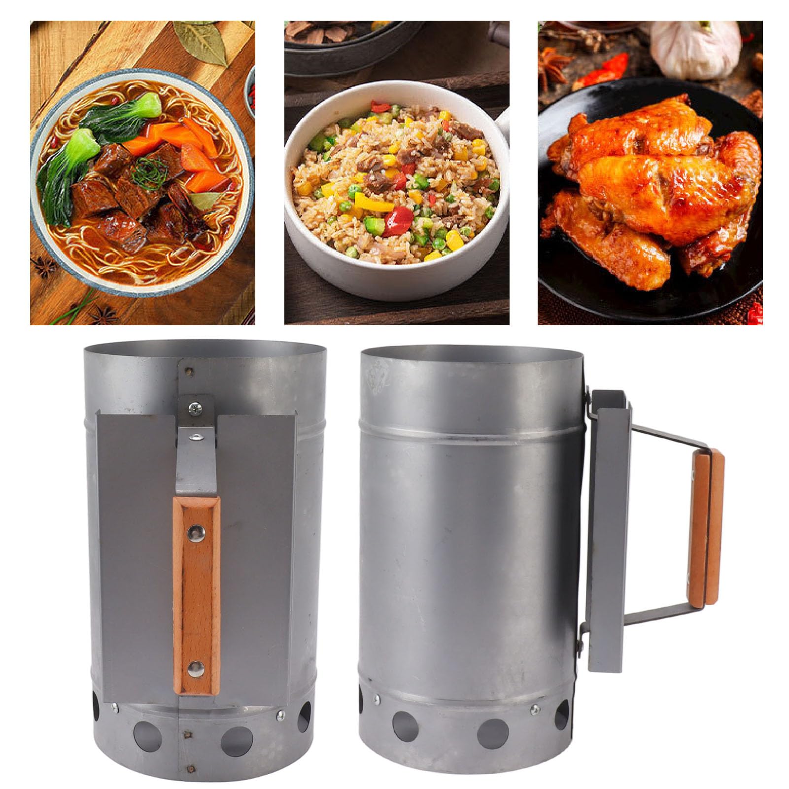Srliya Démarreur de Cheminée Extérieur Compact et Durable pour Un Allumage Rapide du Charbon de Bois, Outil de Barbecue de Camping pour Pique-Nique, Alliage de Fer et de Zinc