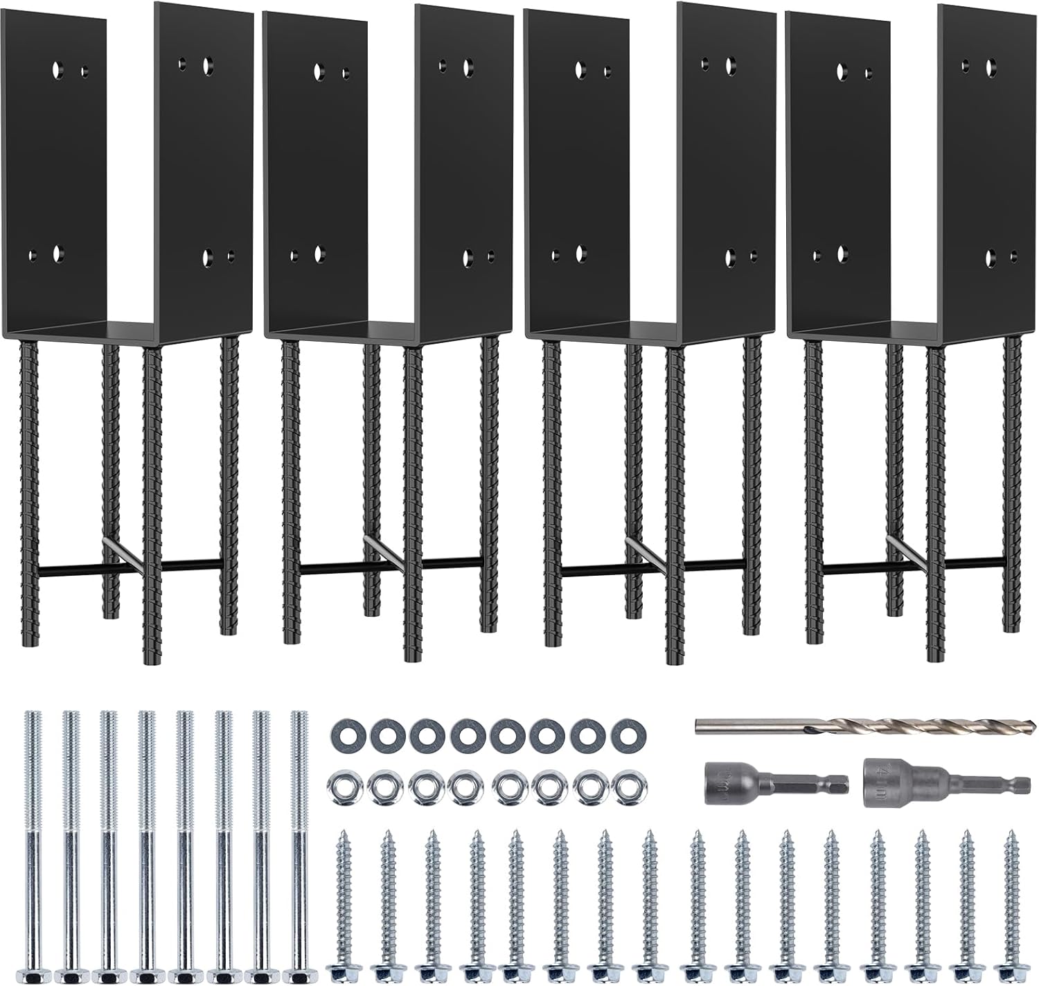 2PK Stainless Steel U-Shape 6"x6" (Actual 5.6"x5.6") Post Base - Heavy Duty Post Bracket for Wet Concrete Fence Deck Railing Pergola Porch Wood Sheds Mailbox Ground Support Holder