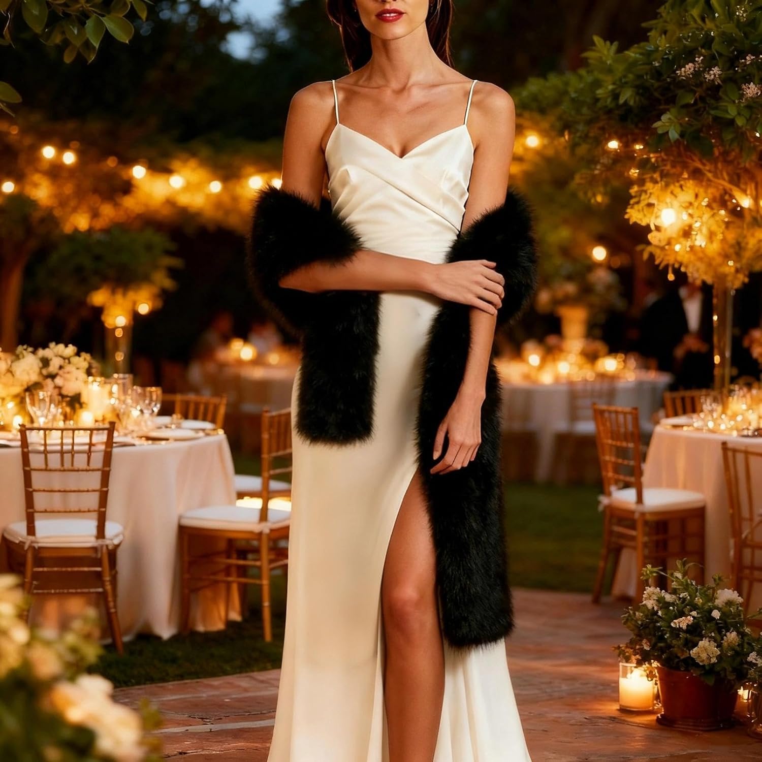 Women's Faux Fur Collar Scarf Wrap, Warm Scarf Wrap Stole Shawl Shrug Neck Warmer for Winter - Image 4