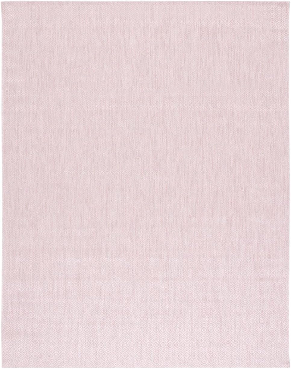 Soft Pink Rectangular Synthetic Easy Care Indoor/Outdoor Rug