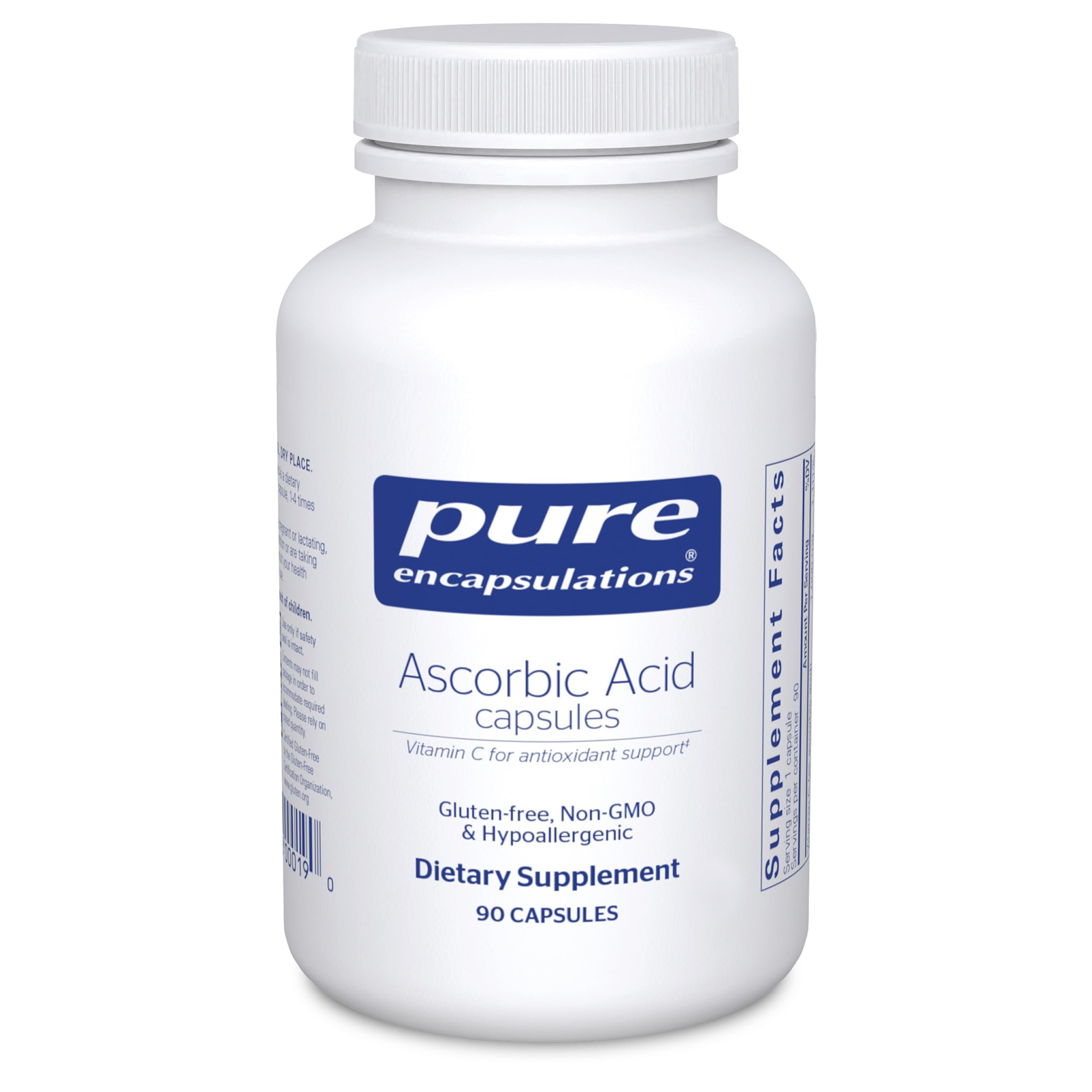 Pure EncapsulationsAscorbic Acid Capsules - 1,000 mg Vitamin C - Antioxidant & Immune Support* - High-Potency Vitamin C - Vegan & Non-GMO - 90 Capsules