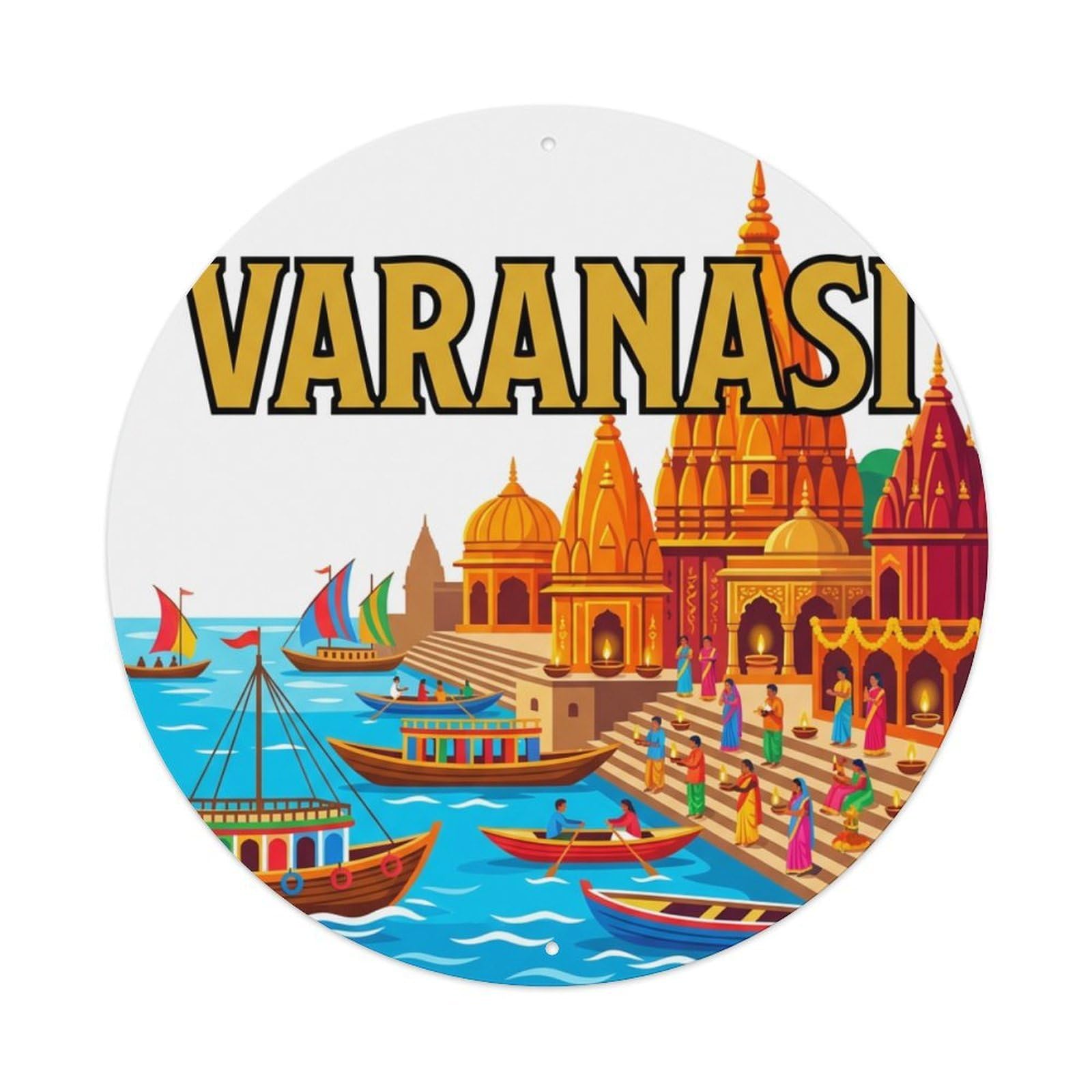 Travel Vintage India Varanasi Metal Tin Sign