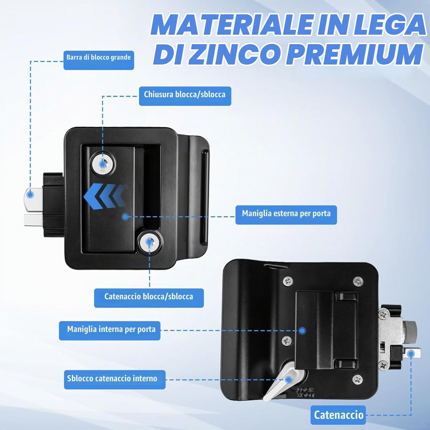 Serratura per Porta di Ingresso per Camper, Chiusura del Blocco per Porta Camper in Lega di Zinco con Chiavi, Kit di Attrezzi per Serratura per Roulotte, Rimorchi da Viaggio, Yacht