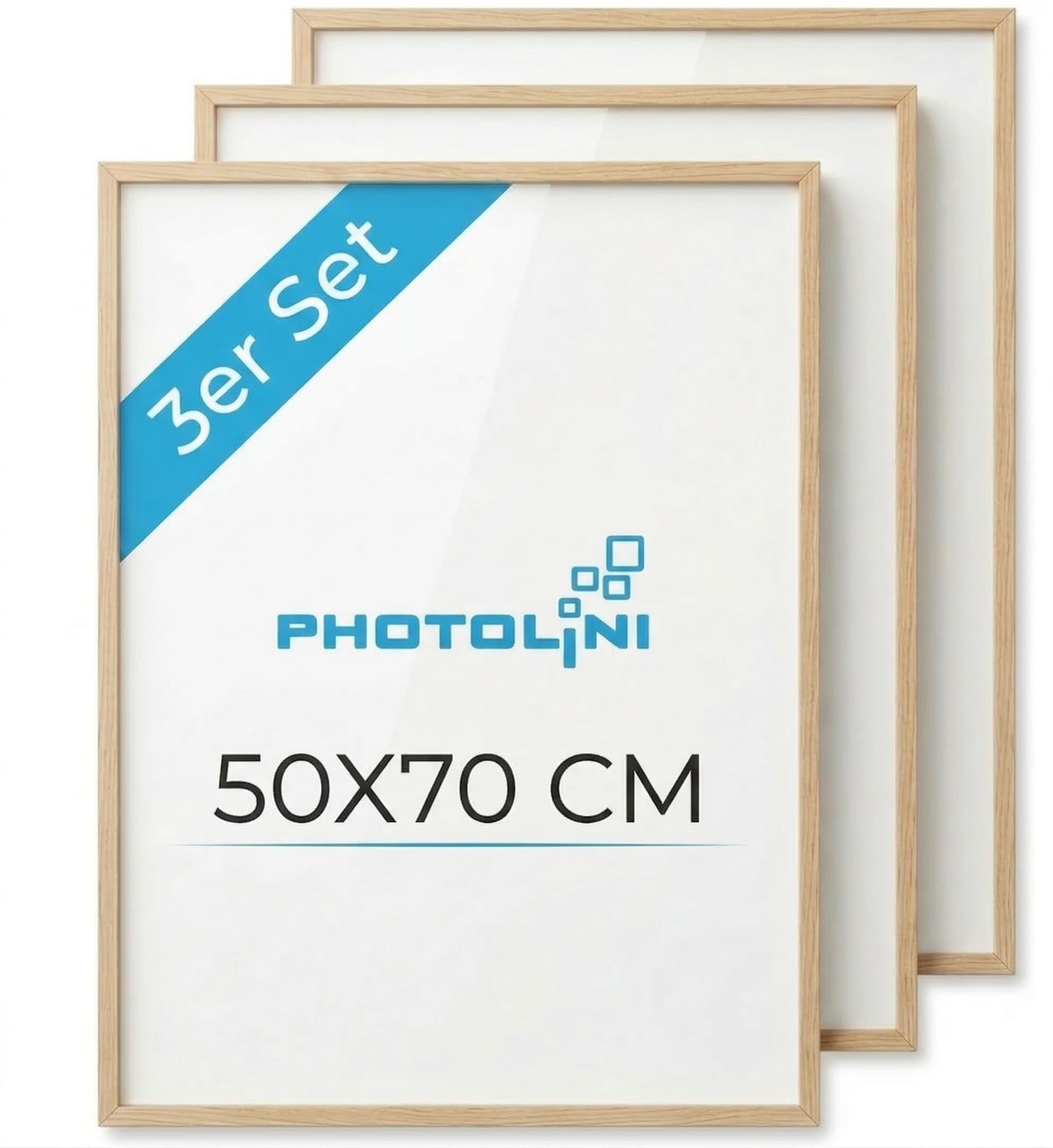 PHOTOLINI Set di 9 cornici per poster 30x30 cm con passe-partout 20x20 cm oro legno MDF, plexiglass infrangibile, da parete, accessori inclusi - per foto, immagini e poster