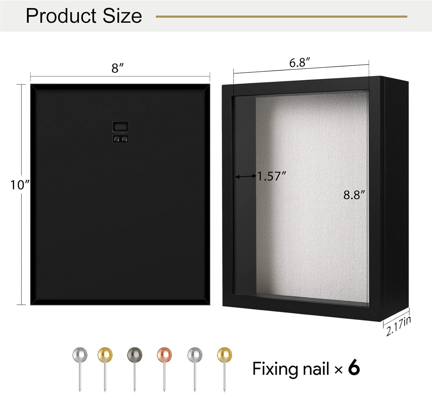 Califortree 8x10 Shadow Box Frame with Linen Back - Sturdy Memory Display Case of Flower, Pictures, Medals and More, Black