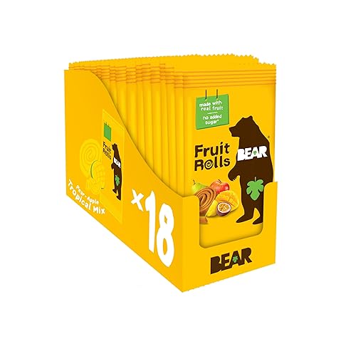 Miniatura 36 de BEAR Rollos de fruta real sin gluten, veganos y sin OMG, frambuesa, 36 rollos, aperitivos saludables para la escuela y la lonchera, para niños