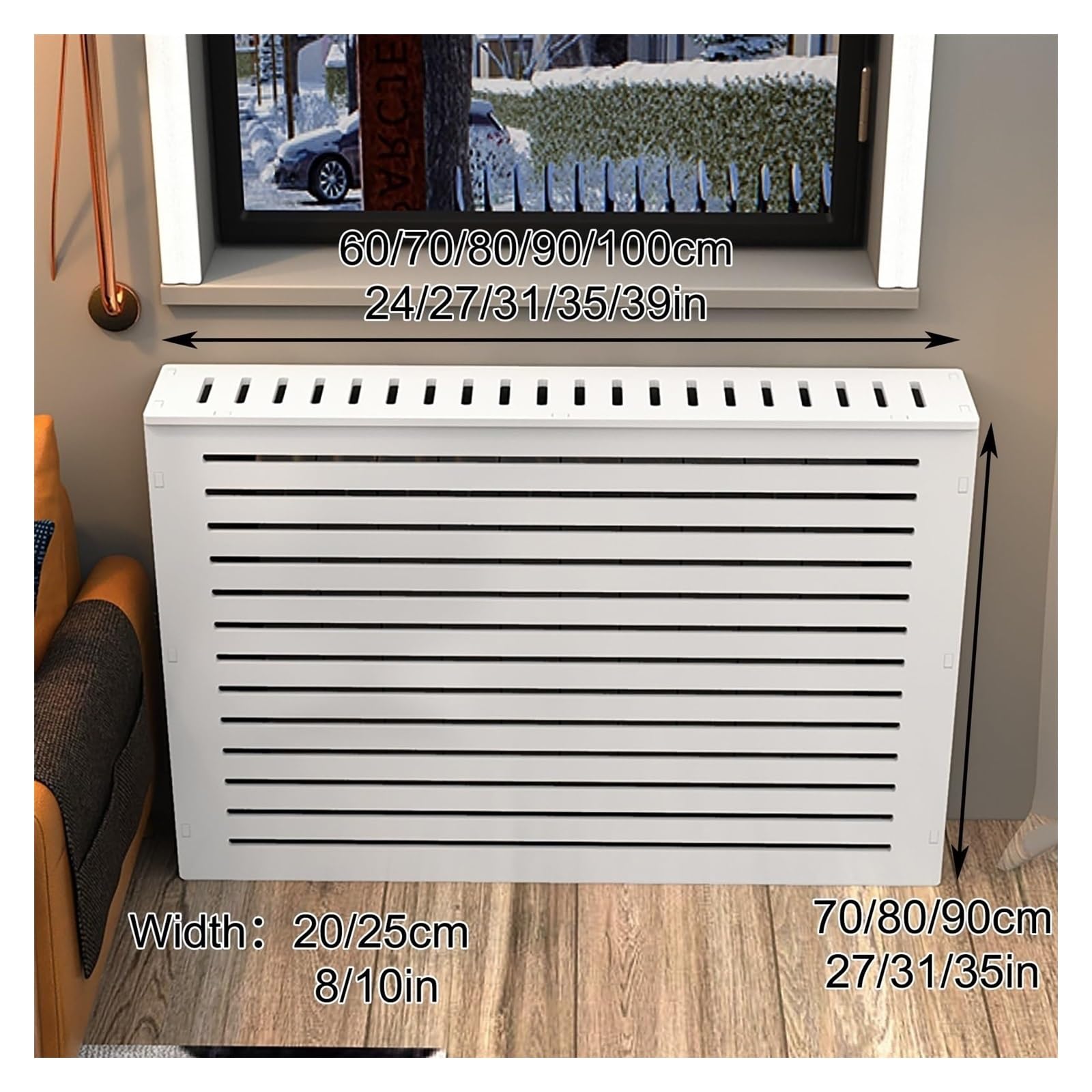 Moderne, stilvolle Heizkörperabdeckung – 90 x 90 x 20 cm (35 x 35 x 8 Zoll) Heizkörperregal-Organizer für Wohnzimmer und Heimbüro, verbirgt Rohre, reduziert Unordnung, verbessert die Einrich