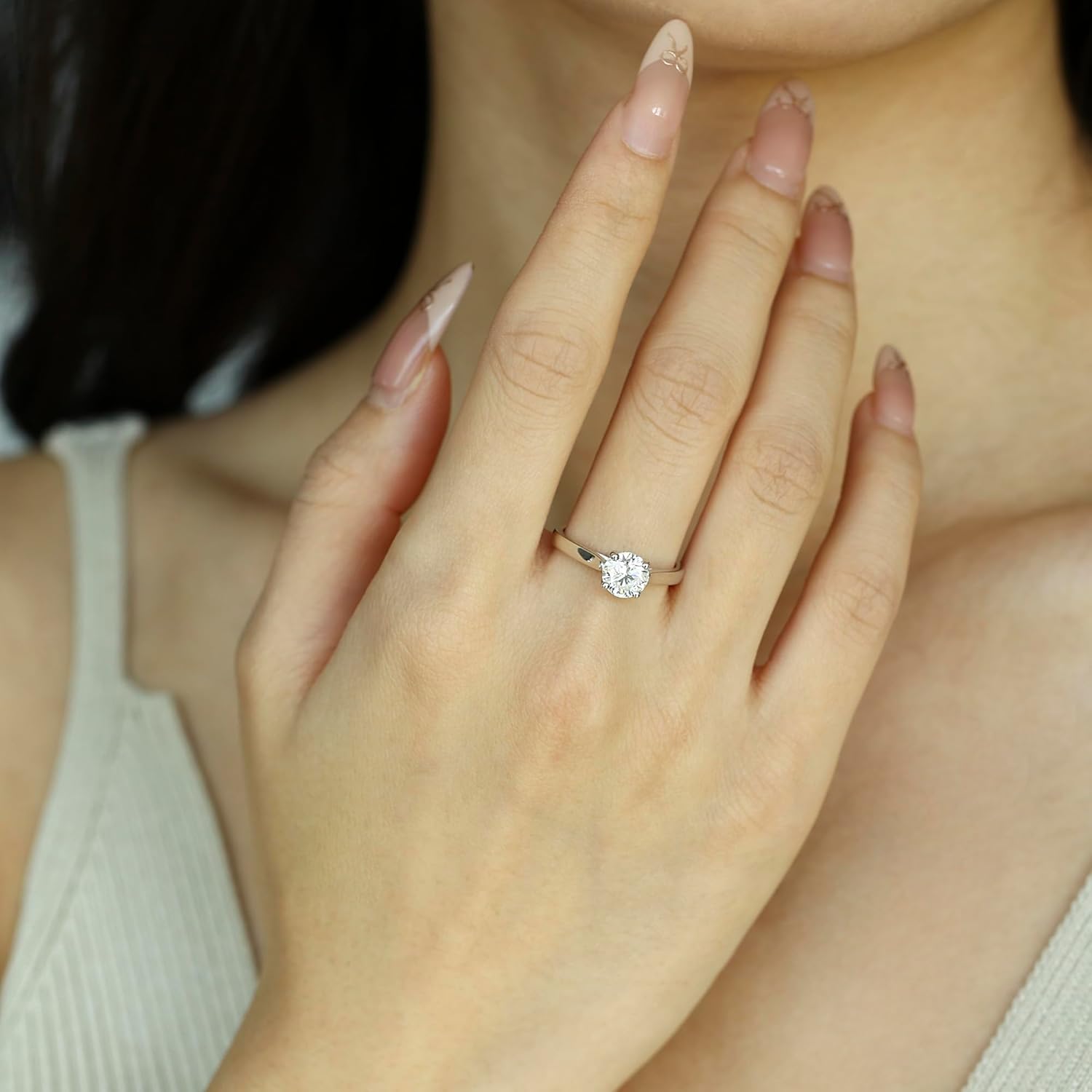 AGVANA The Eternal Knot 0.3 Carat - 1 Carat Lab Grown Diamond 4 Prong Solitaire Ring in Sterling Silver Engagement Promise Anniversary Wedding Ring for Women (D-E Color, VS Clarity) - Image 2