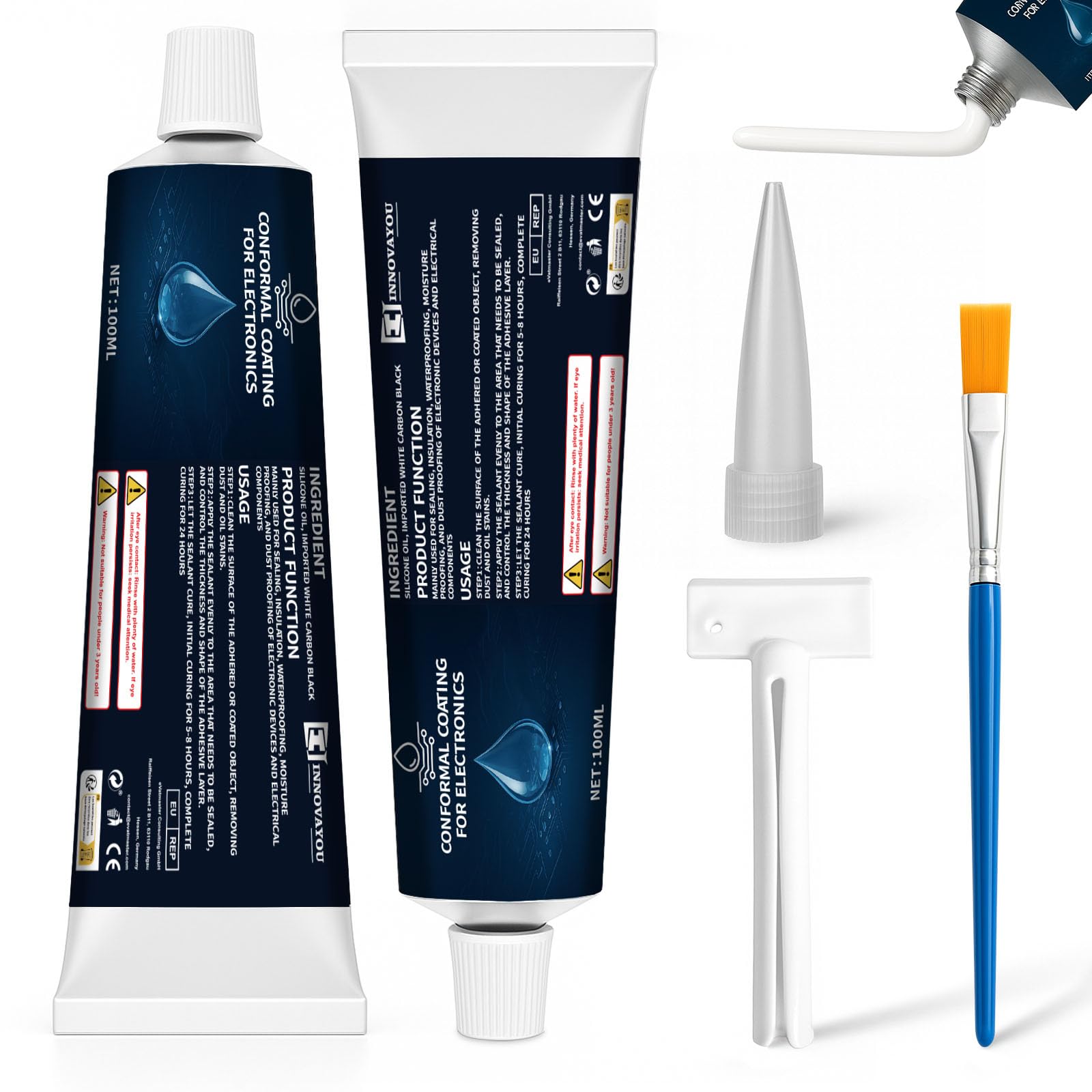 INNOVAYOU 200ml White Conformal Coating for Electronics Silicone Adhesive Sealant, Waterproof Strong Fluidity Transparent Insulating Sealant, for Circuit Boards LED Lamps Appliance Control Boards
