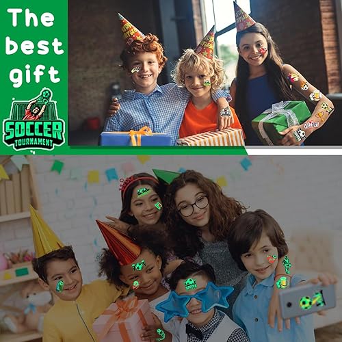 Miniatura 2 de 200 tatuajes temporales para deportes de fútbol para niños, tatuajes que brillan en la oscuridad para niños y niñas, calcomanías de tatuaje falso de