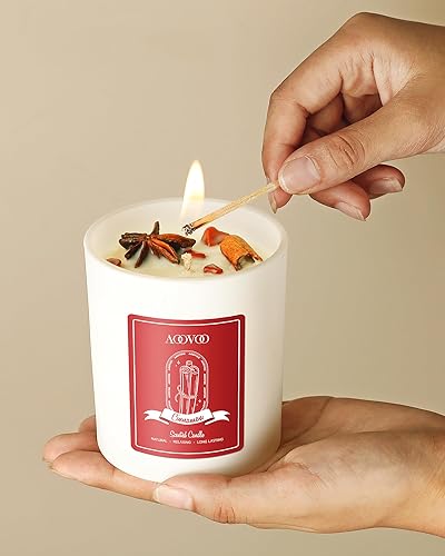 Miniatura 5 de AOOVOO Velas perfumadas de manzana y canela para mujer, vela de aromaterapia con cristales en el interior, velas de soja de 10 onzas para el hogar,