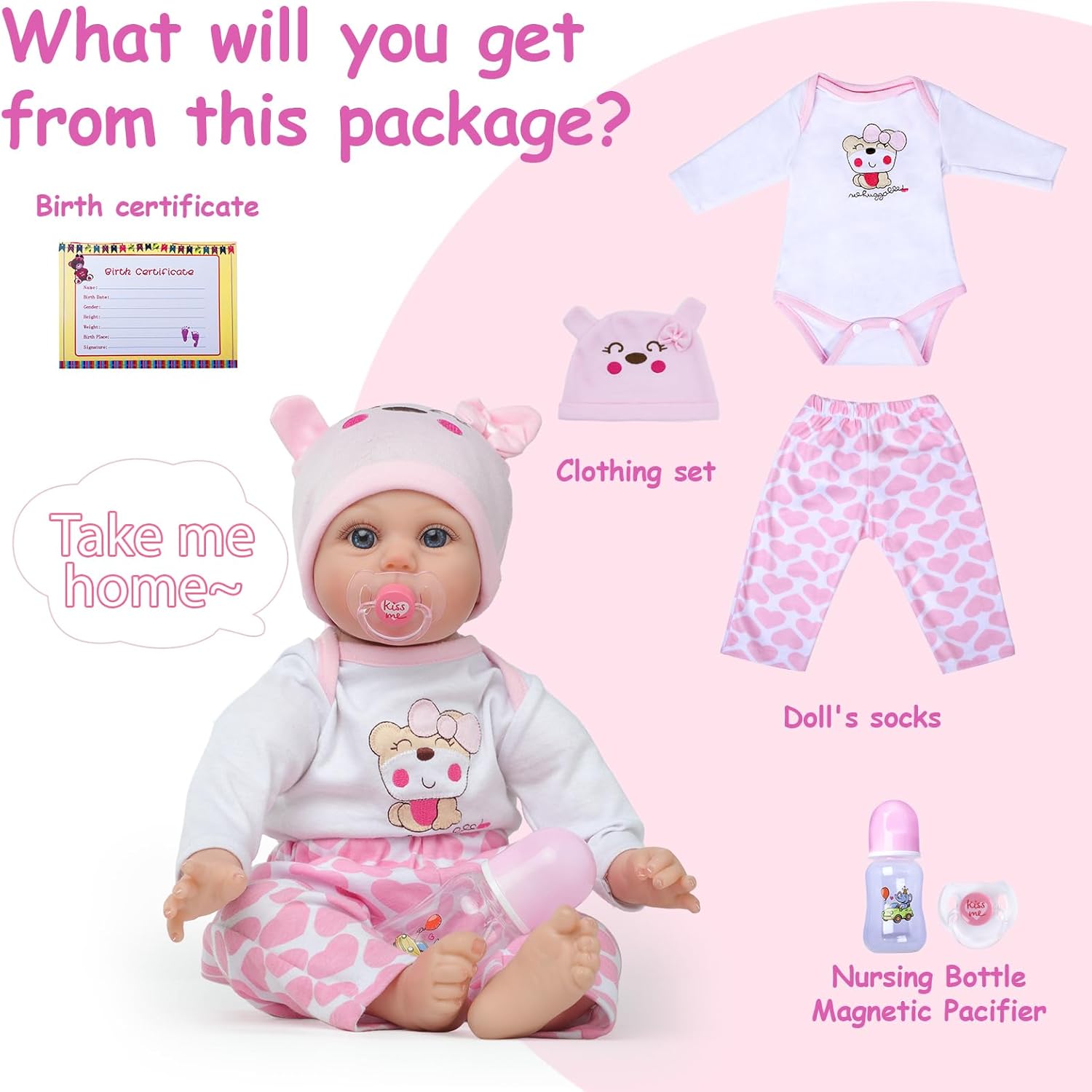 Kdudgso Reborn Baby Dolls Girl 22 Inch Realistic Silicone Baby Doll, Real Life Bebe Dolls Lifelike Handmade Soft Vinyl Cloth Body with Feeding Kit Toys Gifts for Kids 3+ (Lucia)