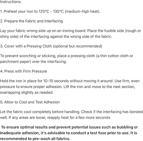Miniatura 7 de H.B.I. PRODUCTS - Tejido de color blanco fusible ligero de 12 pulgadas x 25 yardas para manualidades, acolchado, costura, tapetes, vestidos,