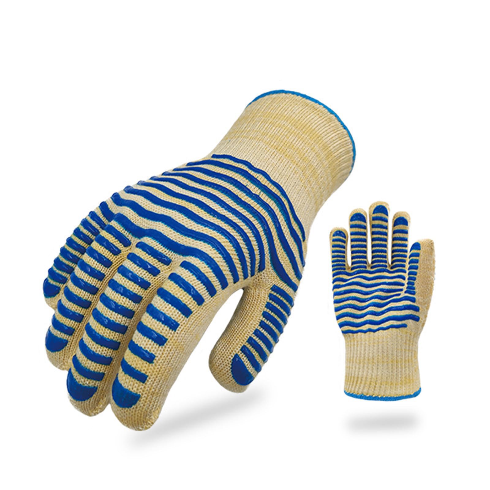 Guantes Barbacoa, Calor hasta 500°C, Silicona Antideslizante, Guantes Cocina para Parrilla, Hornear, Microondas, 2 Par Blue-26cm/10.24in