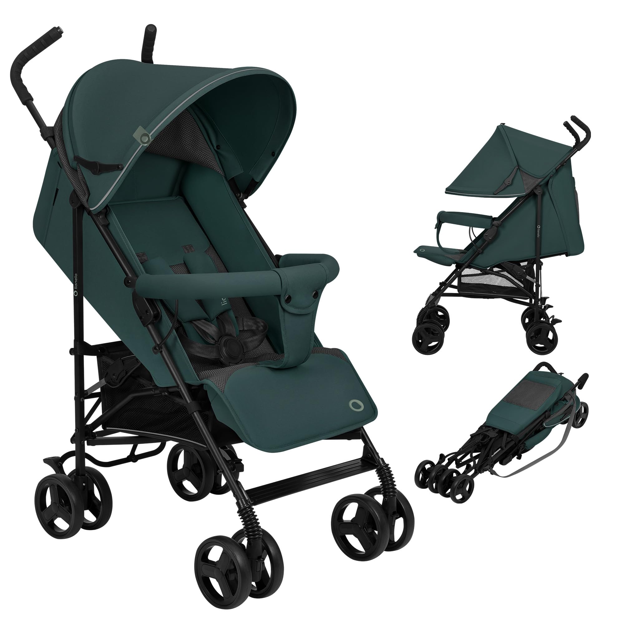 LIONELO ELIA Passeggino Leggero Pieghevole e Compatto da Viaggio per Bambini, Schienale Reclinabile Sdraiato, Cinture a 5 Punti, Cappottina UV e Grande Cestino Portaoggetti, 6-36 Mesi fino a 15 kg