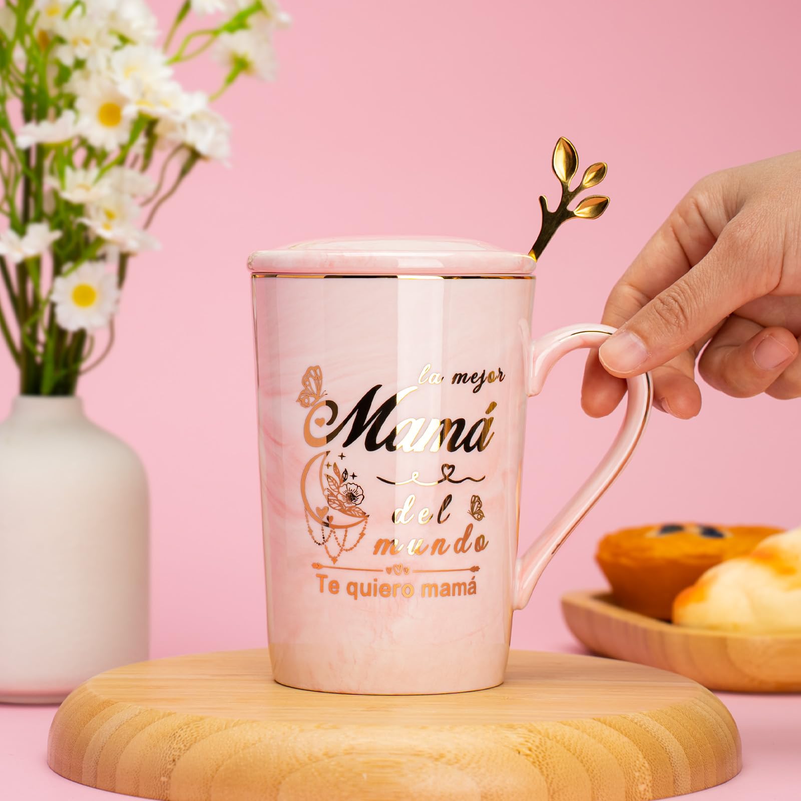 Regalo Dia de la Madre, Regalos para Madres, Regalo Cumpleaños Madre Taza, Regalo Mamá Regalos Día de la Madre Regalo Original, 400ml Ceramica Taza, con Tarjeta, Cuchara Caja de Regalo — view 2