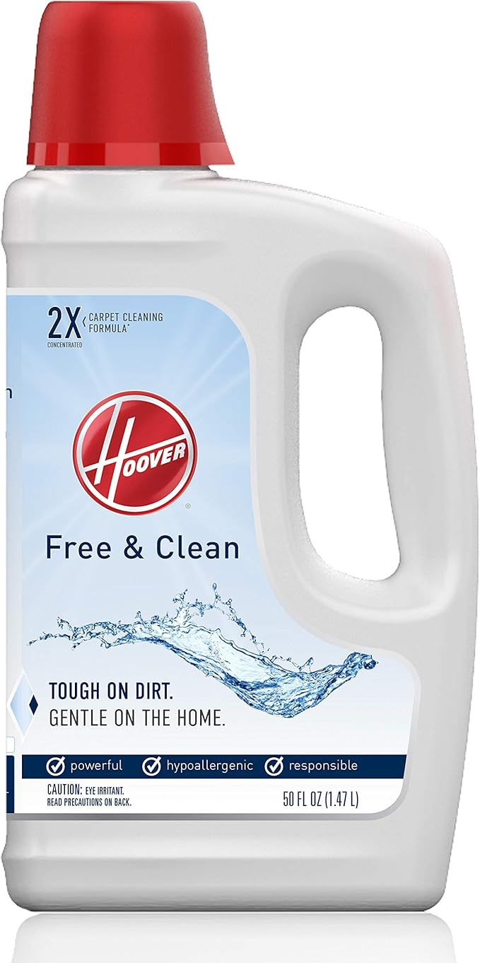 Hoover Free Deep Cleaning Carpet Shampoo Solution, 50 oz., Light Scent, Free & Clean