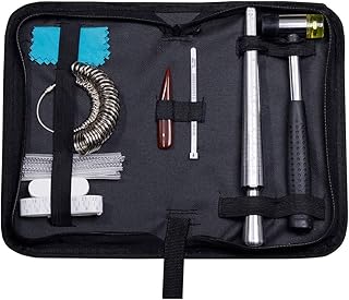 Ring Sizer Measuring Tool Set Includes Ring Sizer Gauge, Ring Mandrel, Jewelry Hammer, Ring Sizer Adjuster, Jewelry Polishing Cloth, Polishing Stick, Polished Agate and Bracelet Gauge Sizer