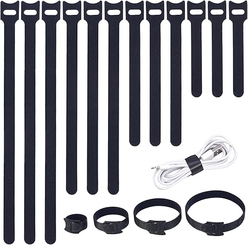 200 bridas reutilizables para cables, organizador de cables, organizador de cables, organización de cables ajustable, color negro, 4+6+8+10 pulgadas