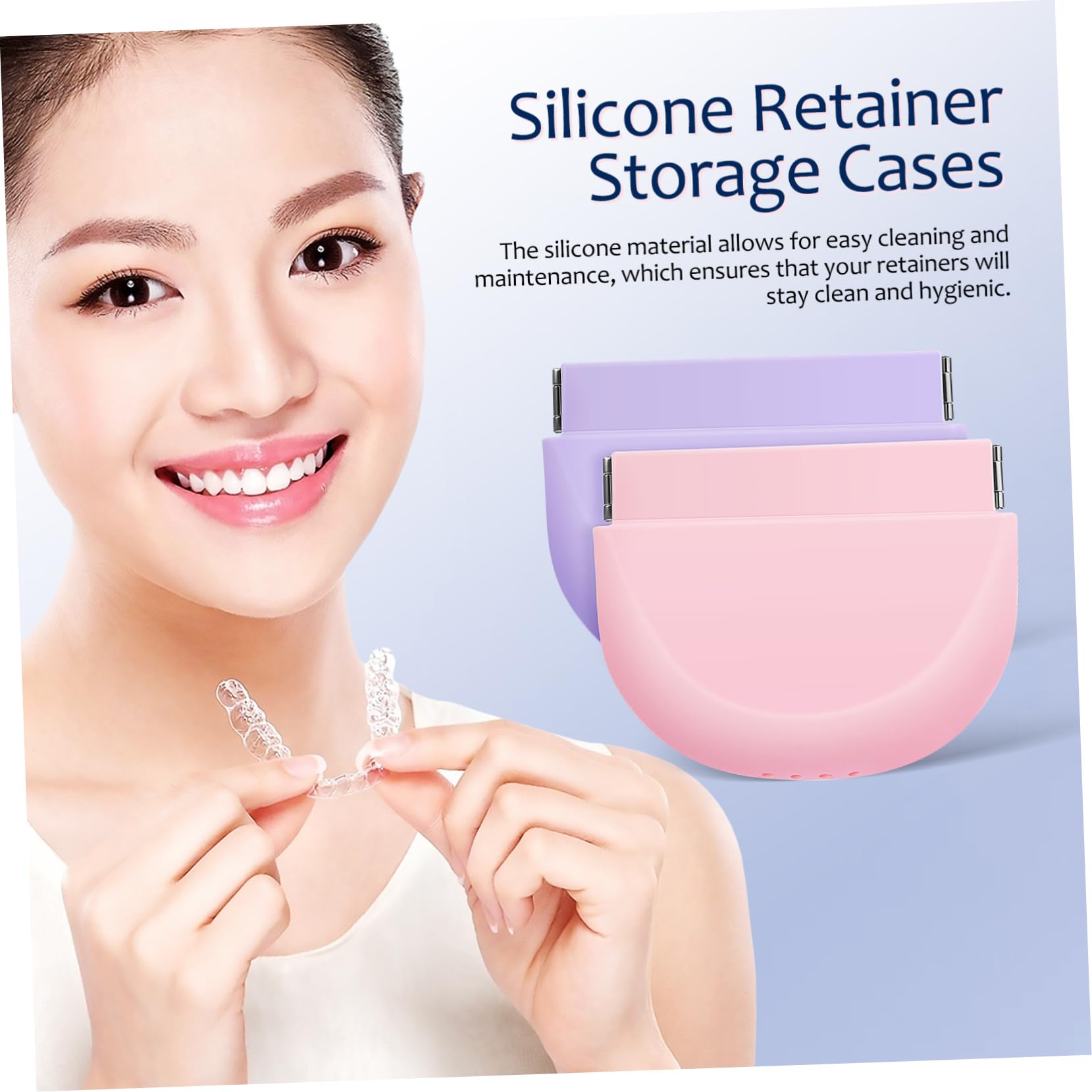 Custodia per Apparecchio Ortodontico in Silicone, 4 Pezzi | Contenitore Slim Rosa, Leggero e Facile da Trasportare, per Pulizia e Conservazione