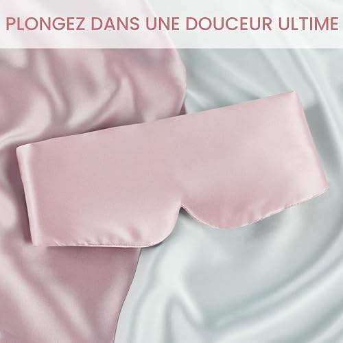 OLESILK Sleep Mask, 100% Natural Mulberry Silk Eye Mask for Women and Men with Adjustable Strap, Large in Size, Blindfold for All Night Sleep, Pink - 5