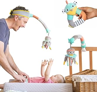 DINGLE DANGLE - Baby Gift Set - 3 in 1 Diaper Changing Helper Headband, Baby Mobile, & Sensory Rattle; Newborn Essentials Must Haves - Great Baby Registry or Shower Gift - Featured on Shark Tank