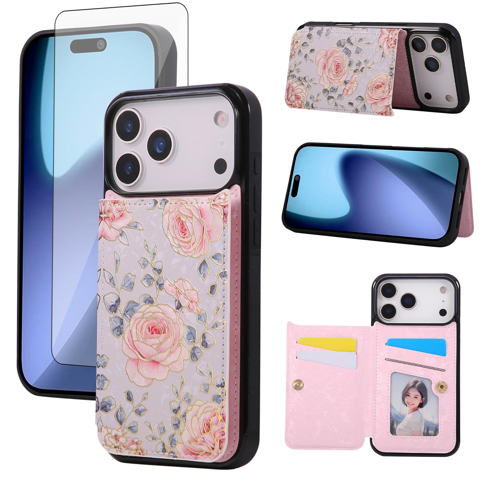 Coque iPhone 17 Pro Max antichoc avec support vidéo et range-carte
